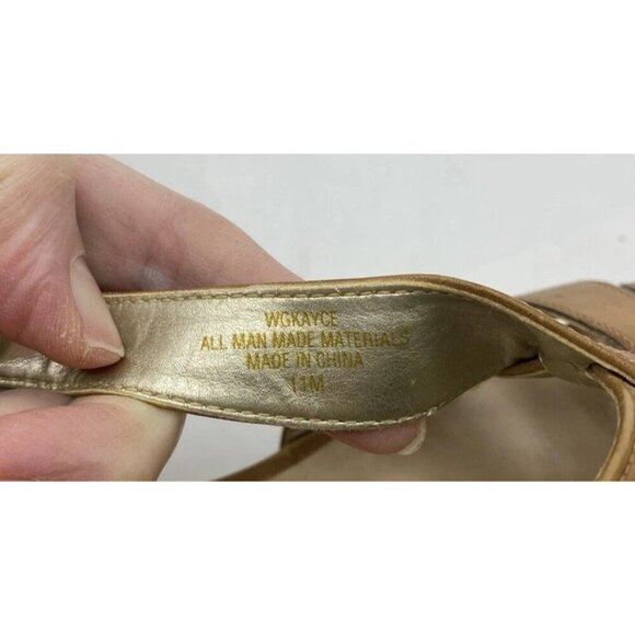 Guess Kayce Faux Leather Cork Platform Wedge Sandals Size 11 Tan Nude - Picture 15 of 16